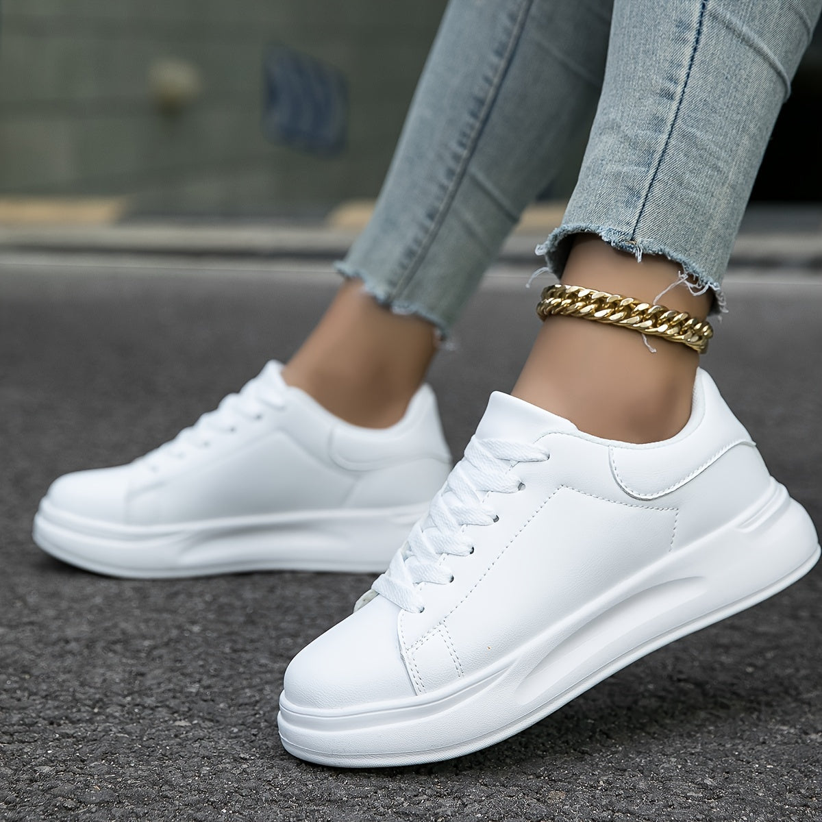 Layla - Białe Skórzane Sneakers Damskie do Codziennego Stylu