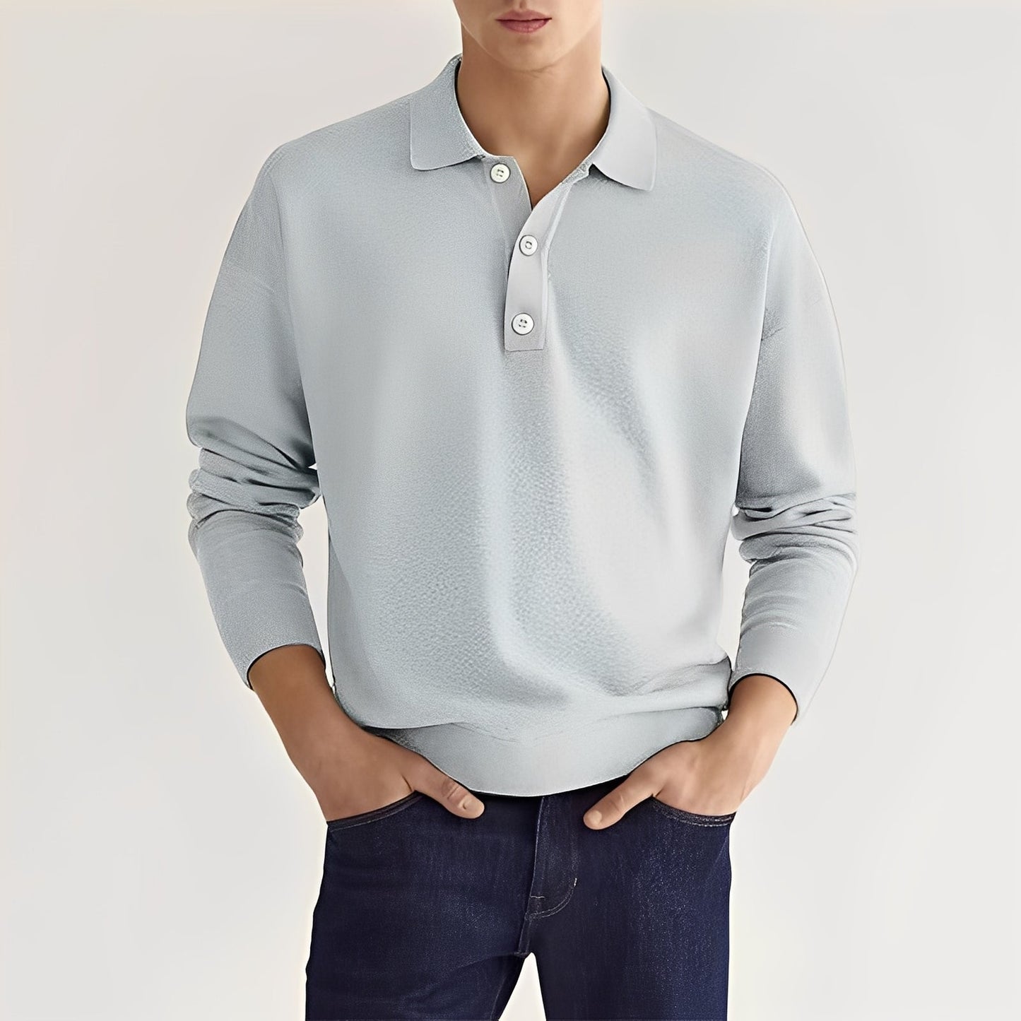 Dominic - Męska polo z długimi rękawami w stylu casual