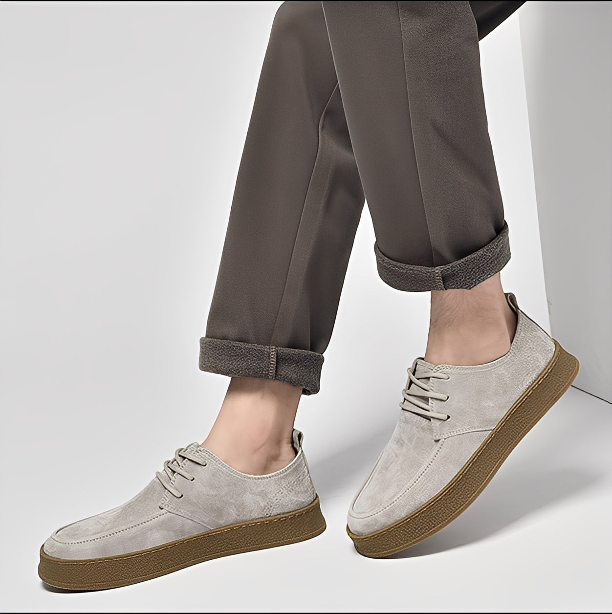 Sylvan - Męskie eleganckie zamszowe buty na płaskiej podeszwie
