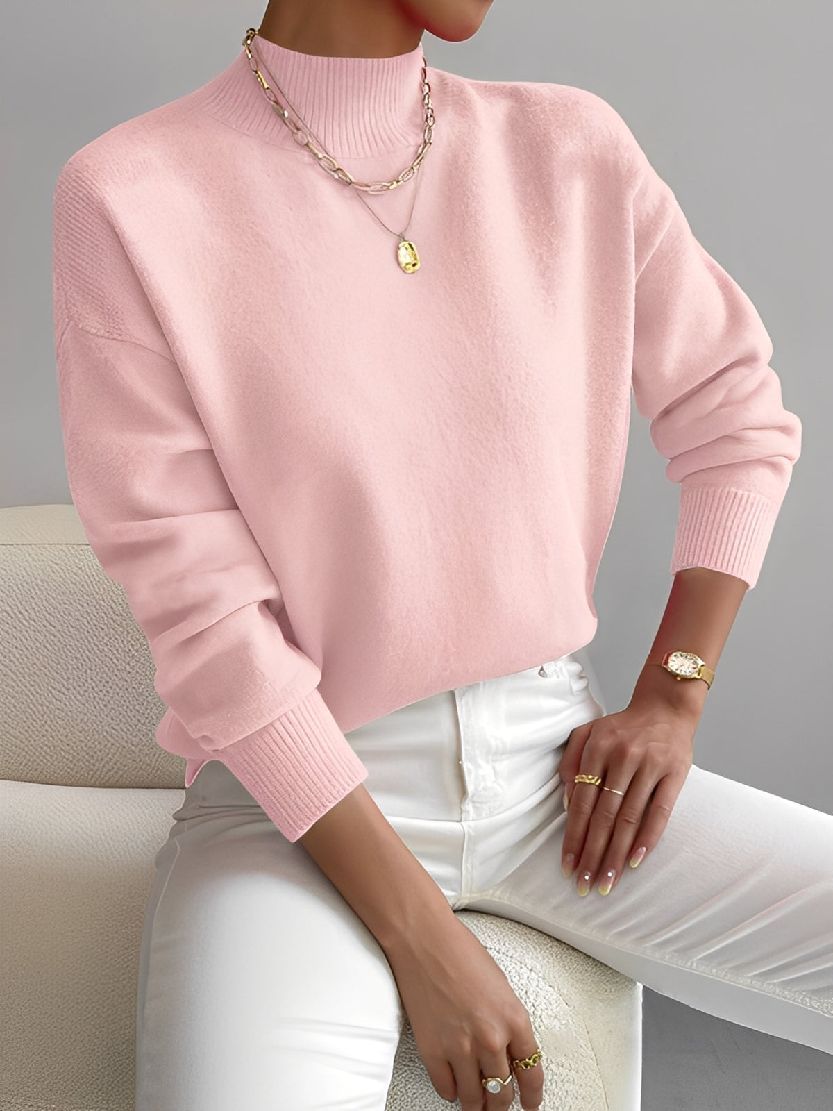 Roxana - Elegancki damski sweter z wysokim kołnierzem