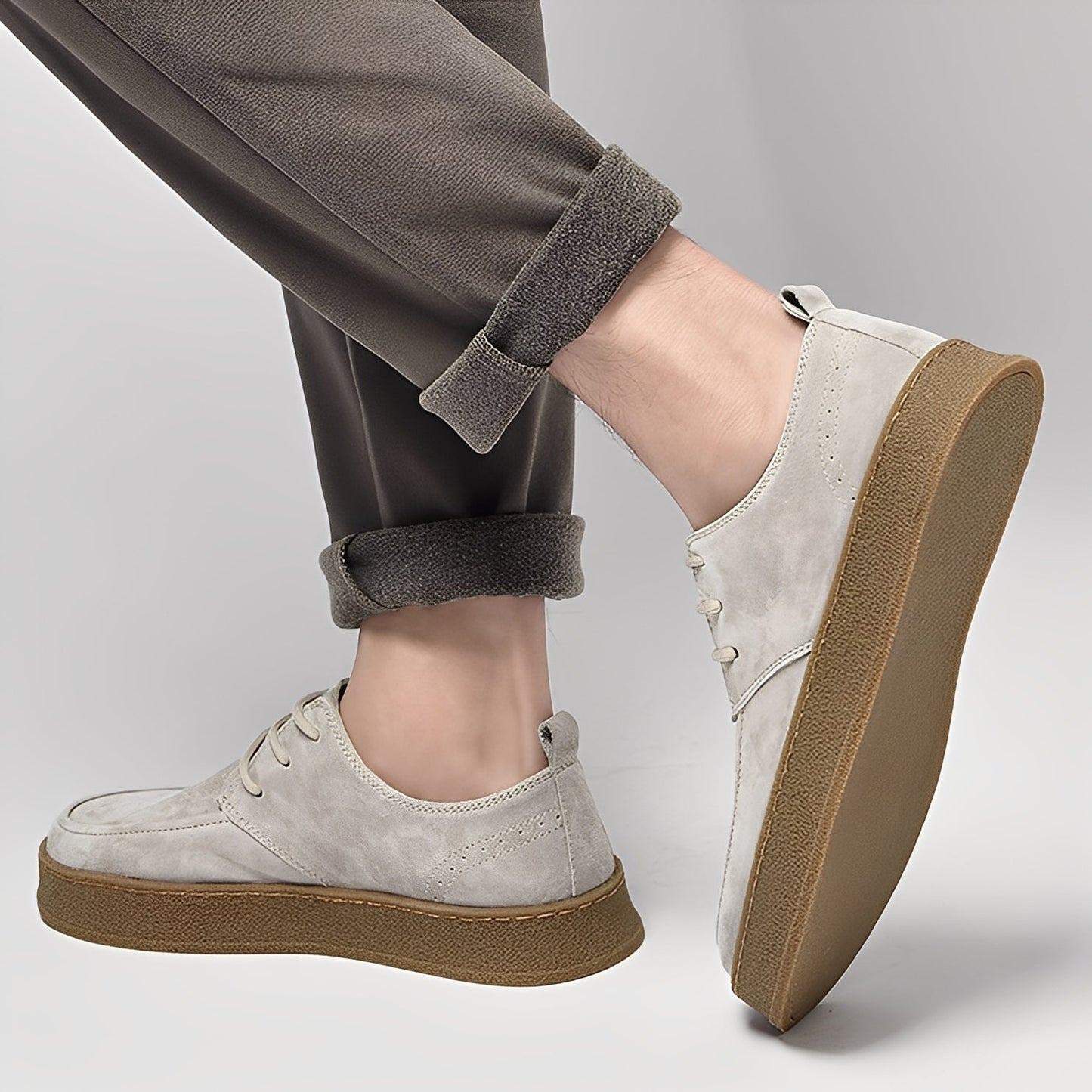 Sylvan - Męskie eleganckie zamszowe buty na płaskiej podeszwie
