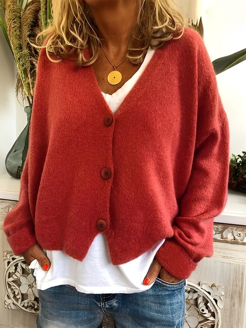 Evette - Kobiecy sweter z guzikami, luźny