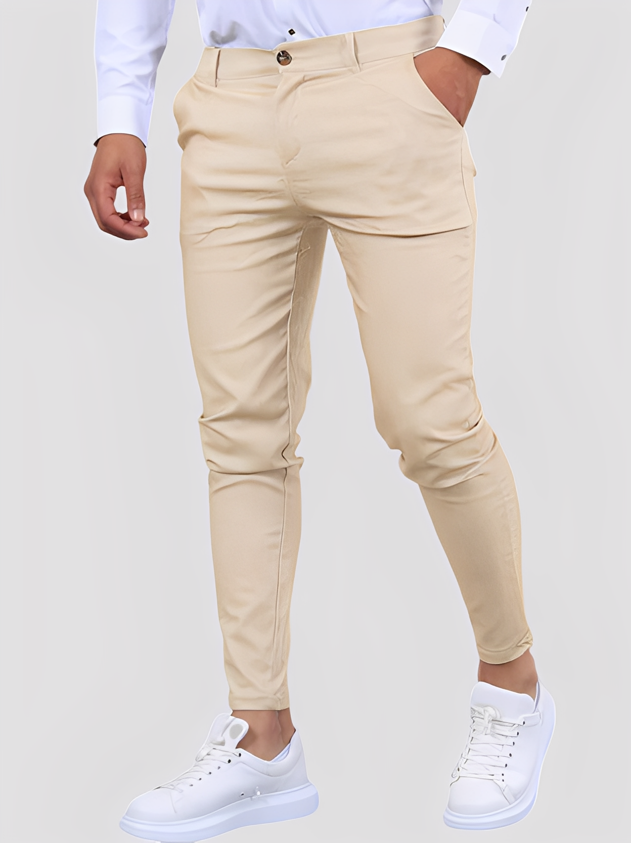 Shelton - Męskie luźne spodnie stretch o zwężanym kroju