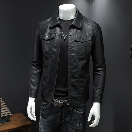 Nelson - Męska Skórzana Kurtka Biker o Luźnym Kroju