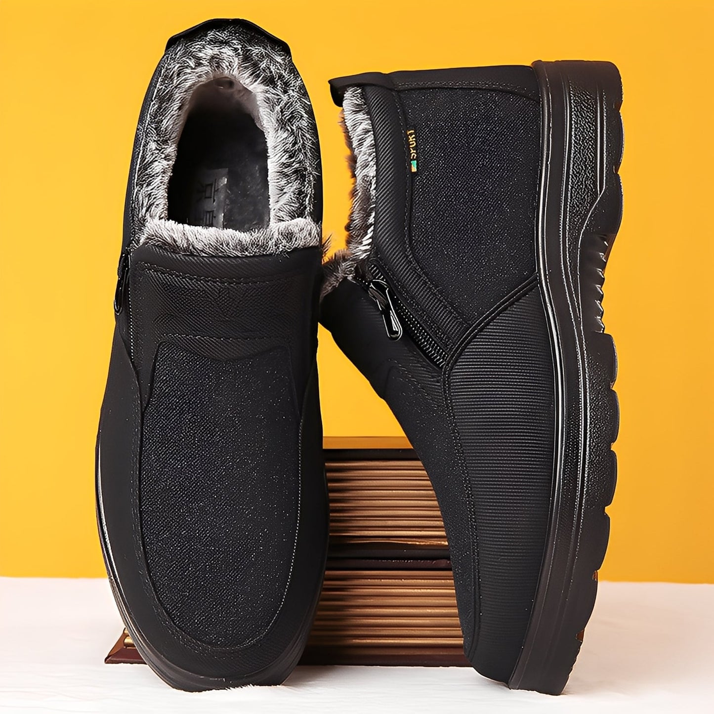 Konnor - Modne, męskie buty zimowe z polarowym ociepleniem
