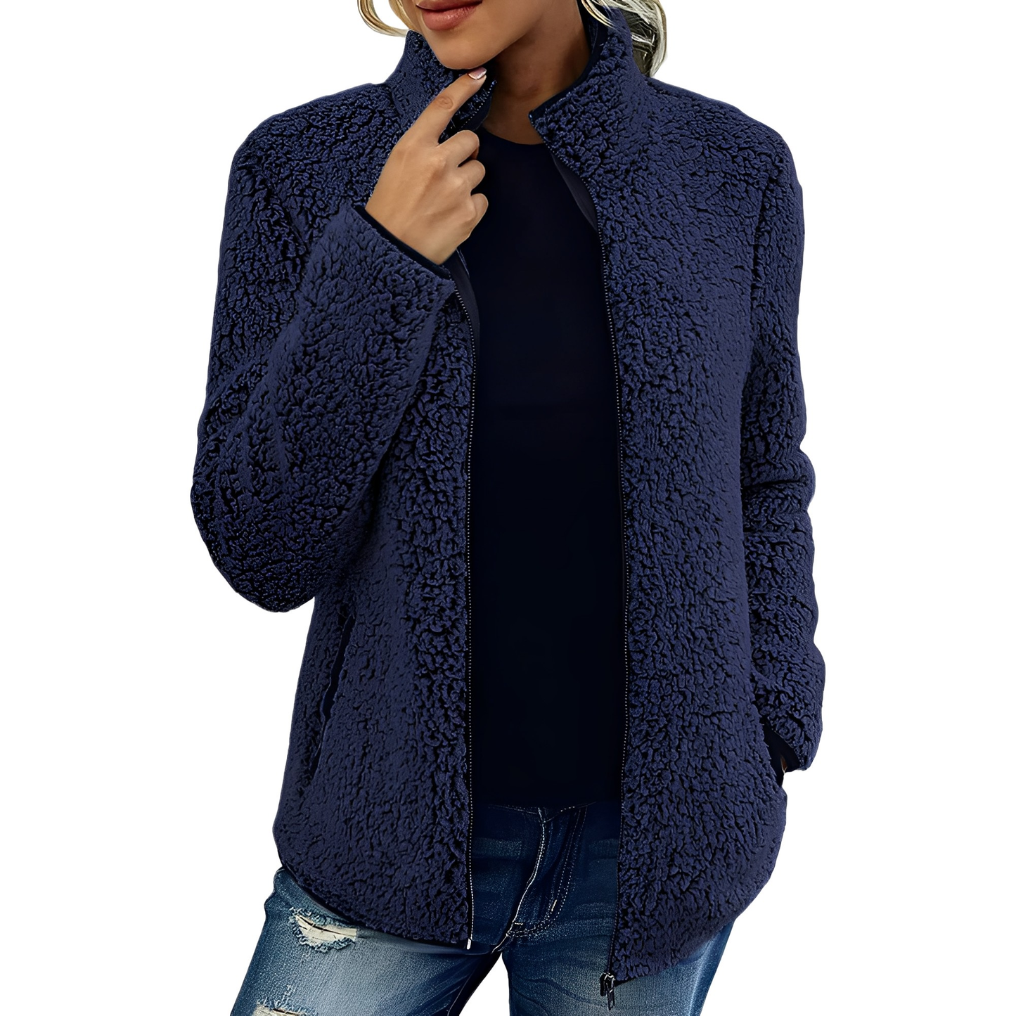 Alethea - Stylowy Fleece Płaszcz dla Kobiet