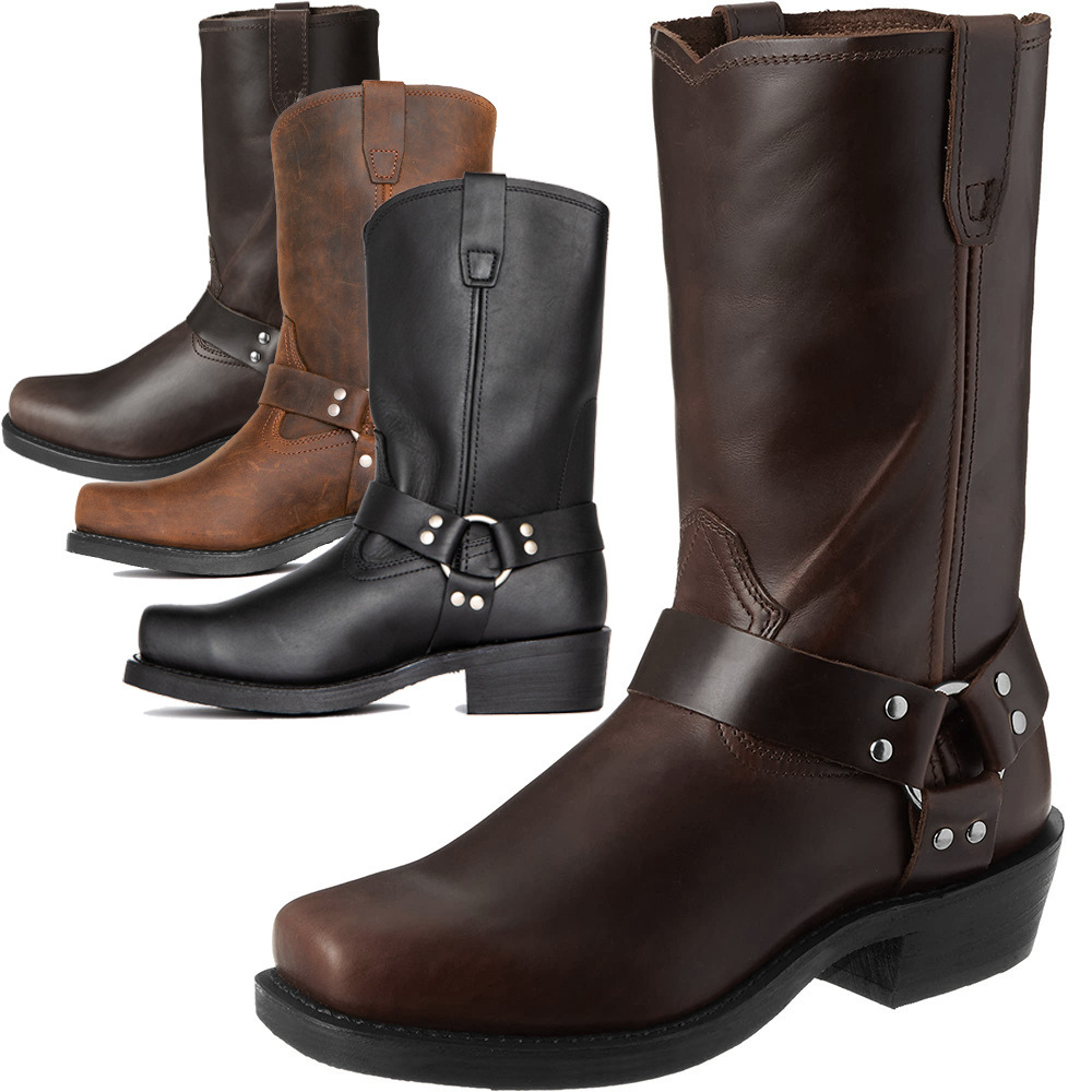 Crofton - Lekkie skórzane męskie buty kowbojskie