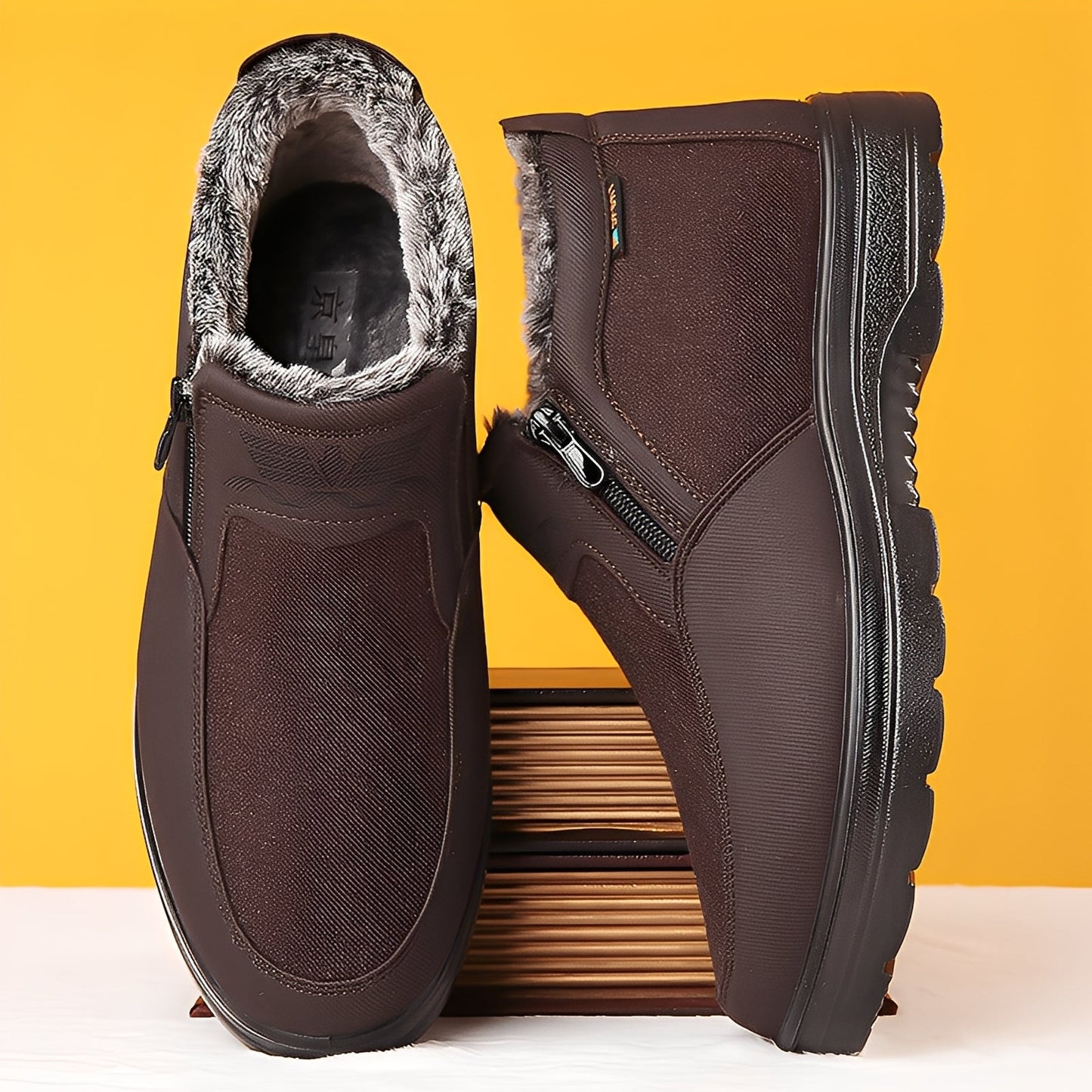 Konnor - Modne, męskie buty zimowe z polarowym ociepleniem