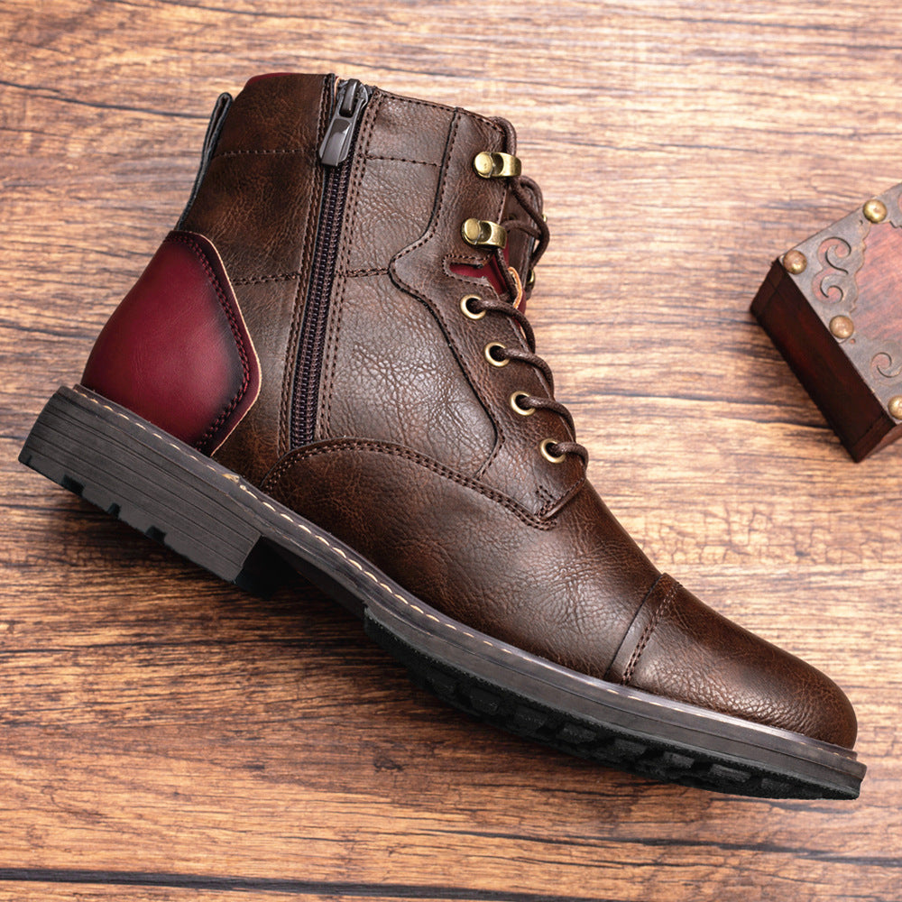 Louis - Retro męskie buty skórzane z suwakiem