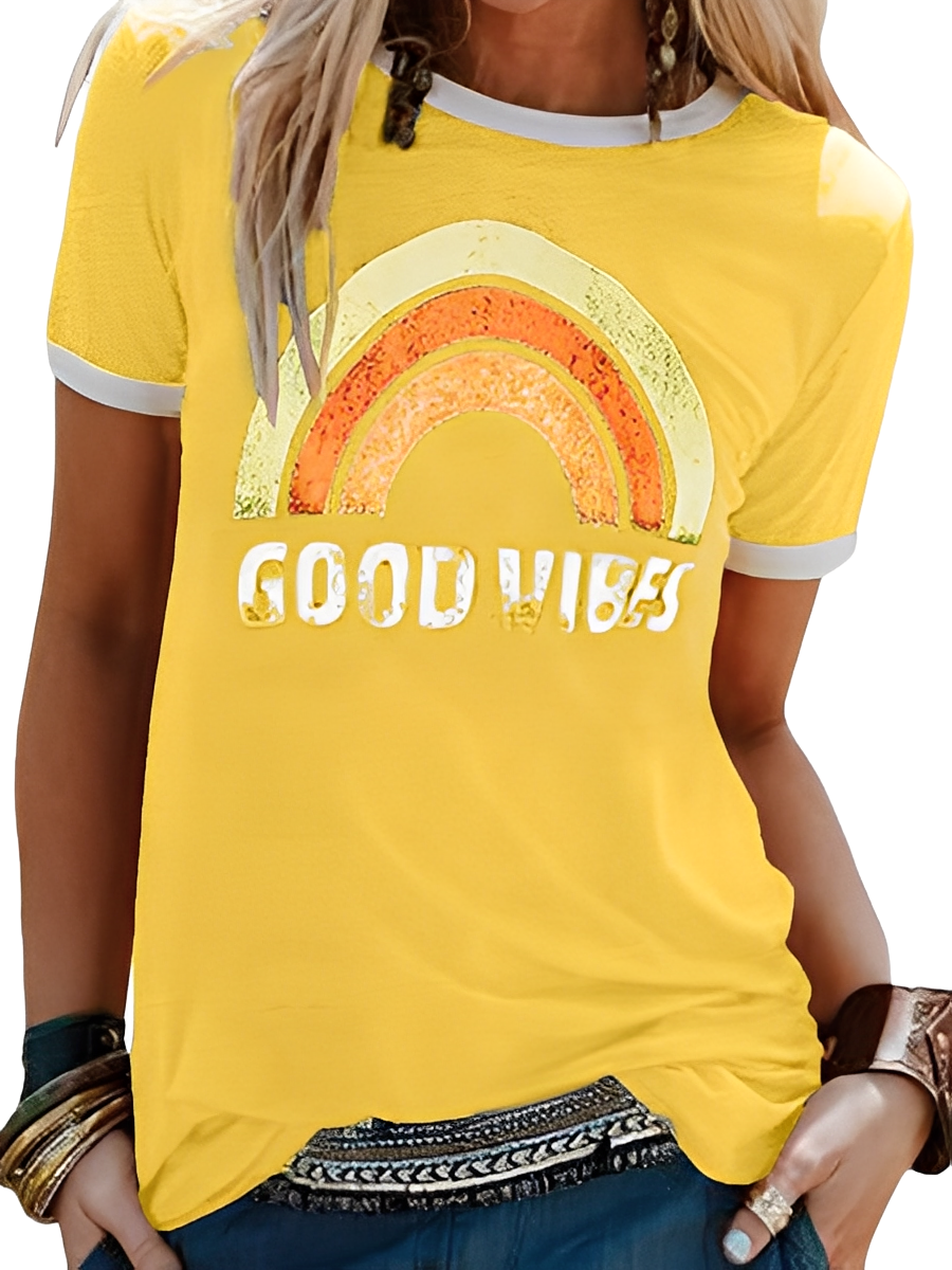 Daria - Klasyczna damska koszulka z grafiką Good Vibes