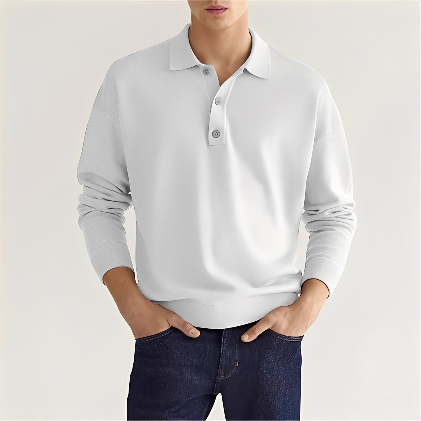 Dominic - Męska polo z długimi rękawami w stylu casual