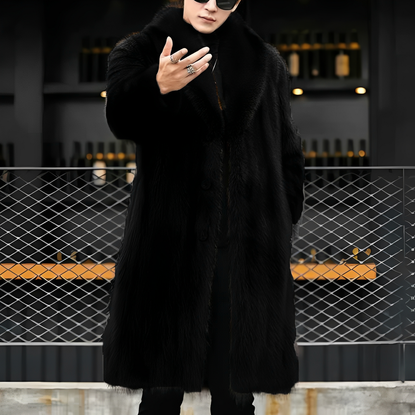 Matteo - Stylowy długi futrzany płaszcz dla panów