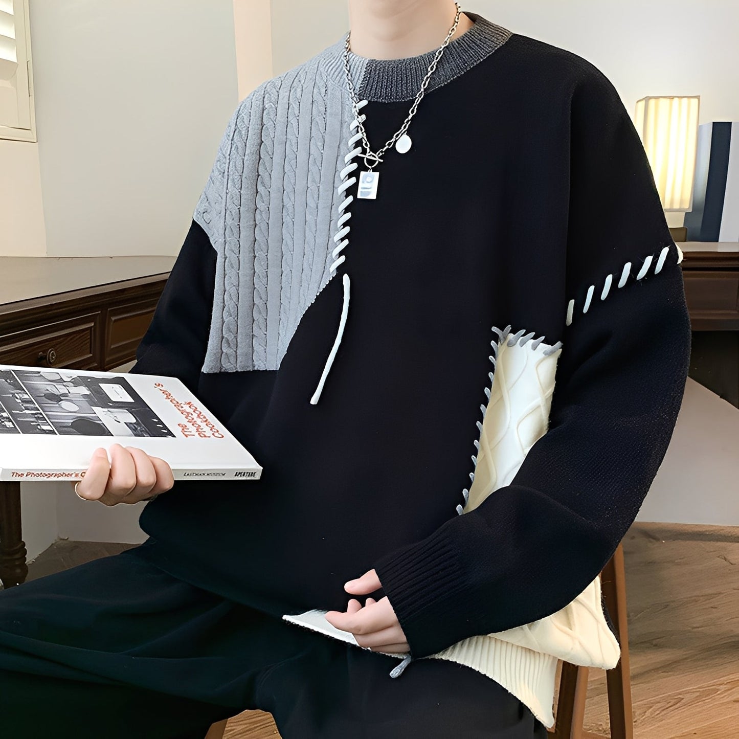 Curtis - Modny polarowy sweter z barwnymi wzorami dla mężczyzn