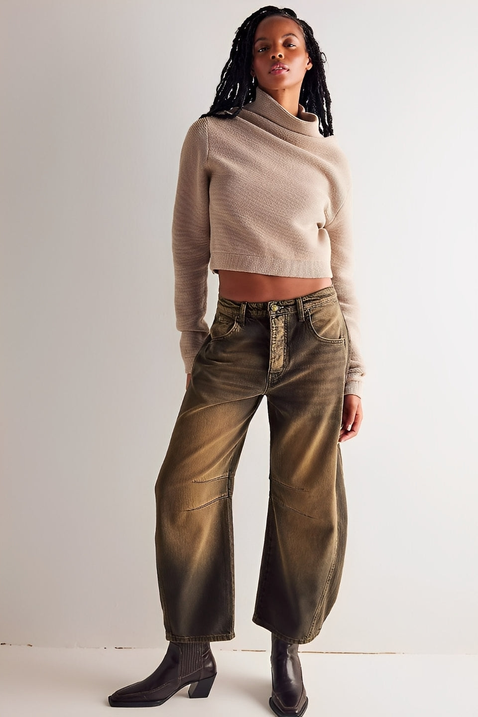 Adrienne - Tradycyjne szerokie jeansy barrel dla kobiet