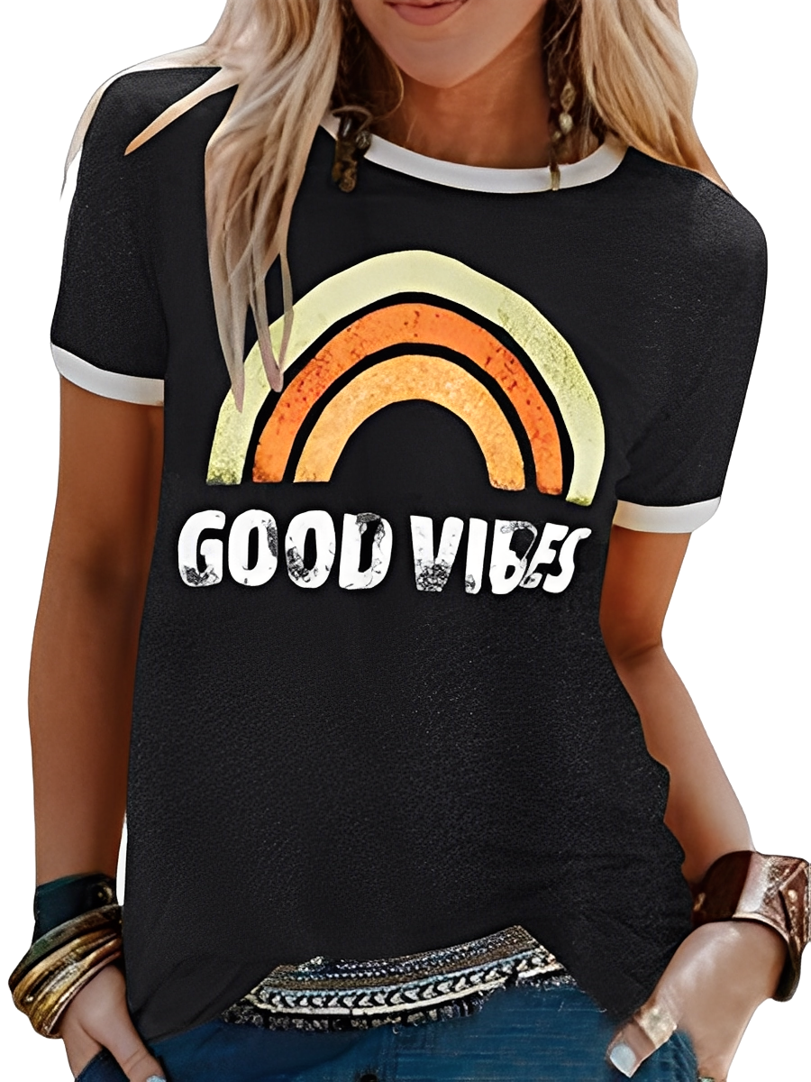 Daria - Klasyczna damska koszulka z grafiką Good Vibes