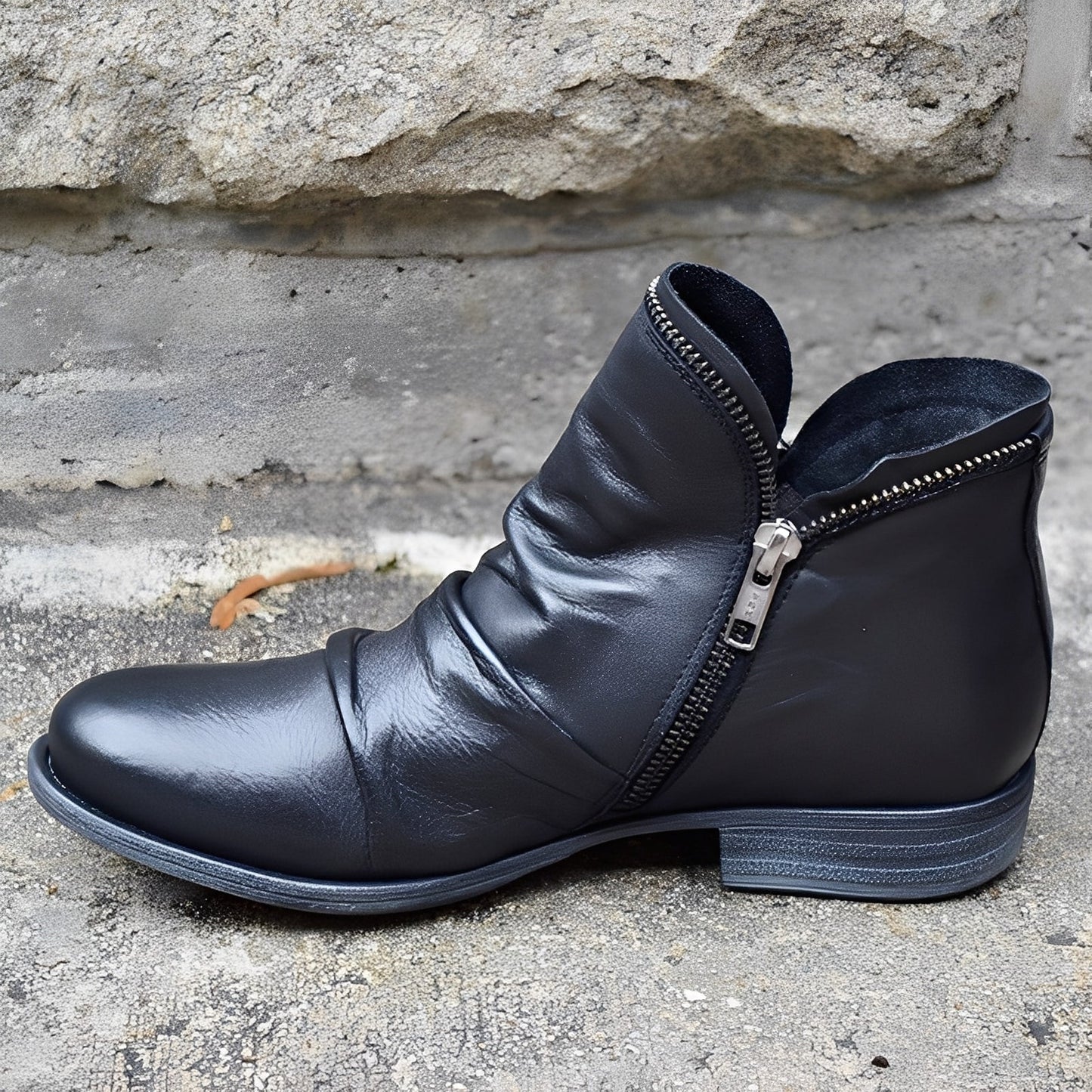 Veronica - Klasyczne skórzane buty z suwakiem dla kobiet