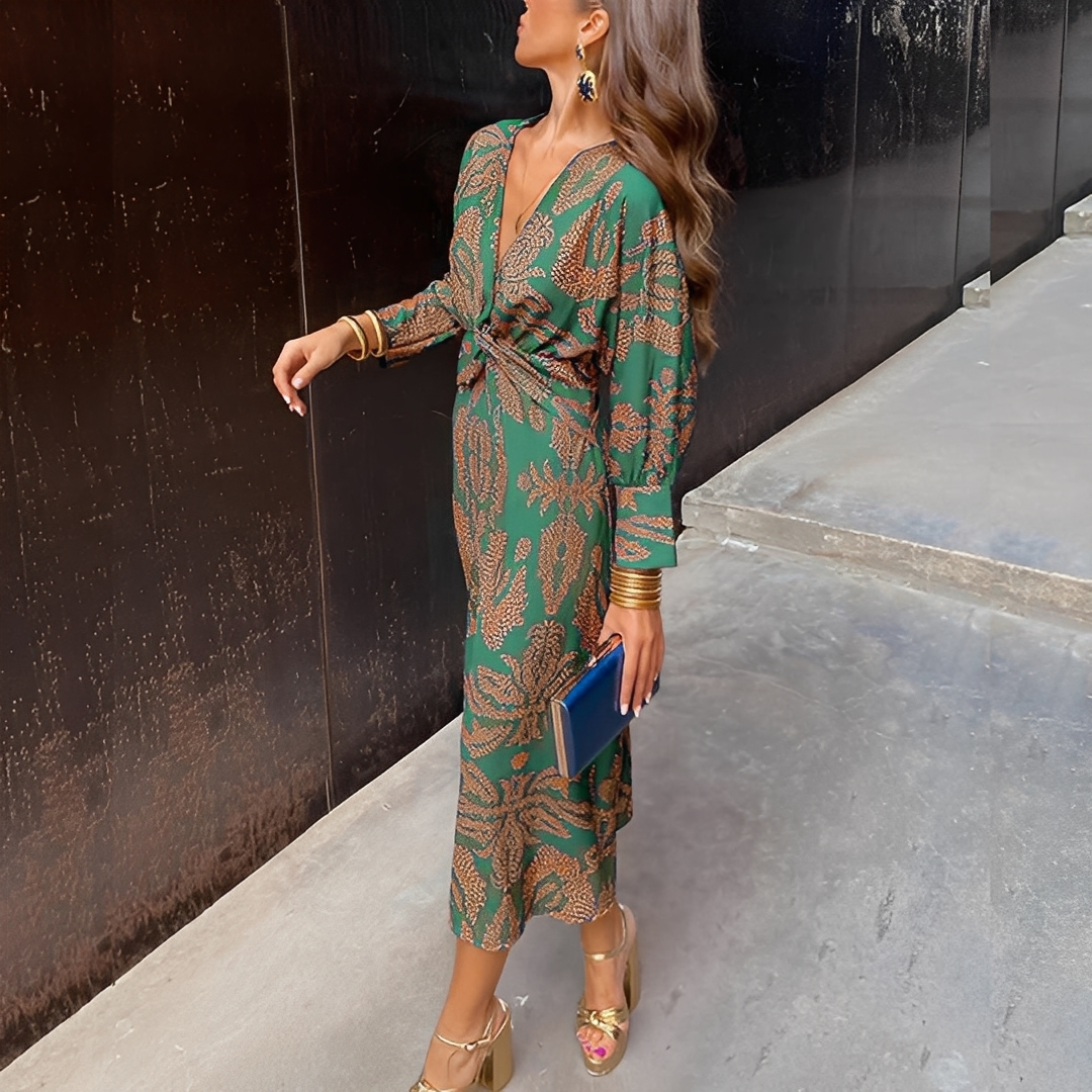 Louna - Elegantes Kleid mit V-Ausschnitt für Frauen