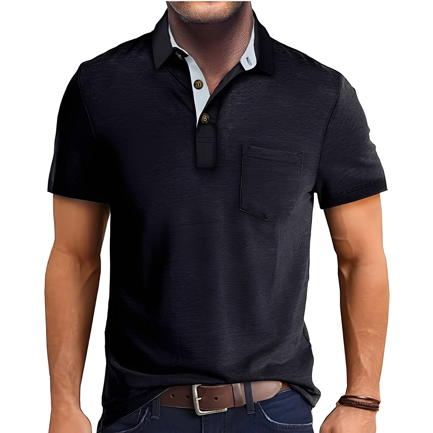 Abner - Męska retro koszulka polo z krótkim rękawem