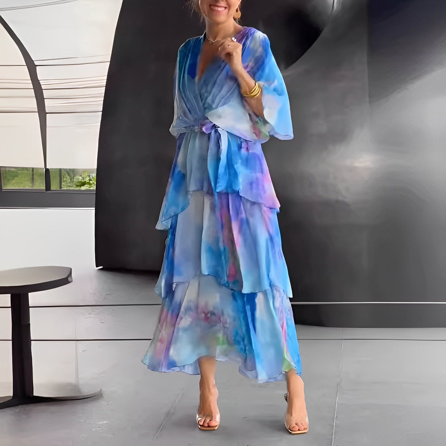Felisha - Szykowna maxi sukienka z printem