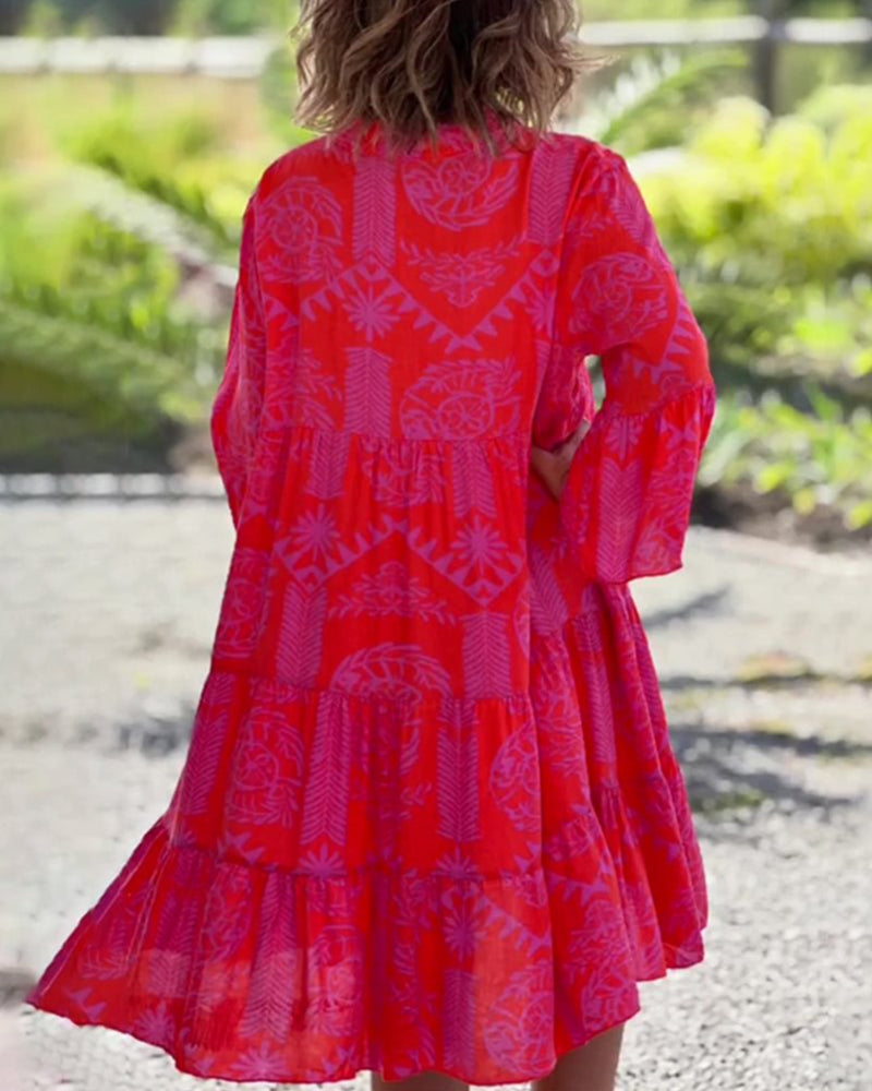 Mia – Sukienka z geometrycznym boho-wzorem