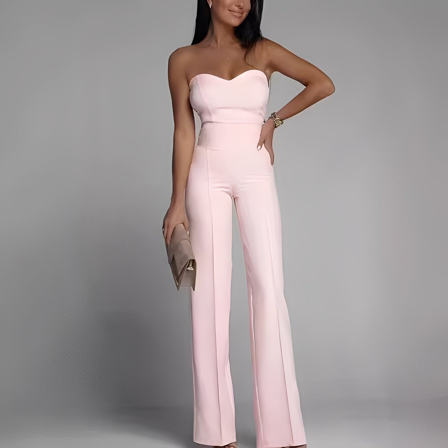 Briley - Elegancki i stylowy kombinezon damski bez ramiączek