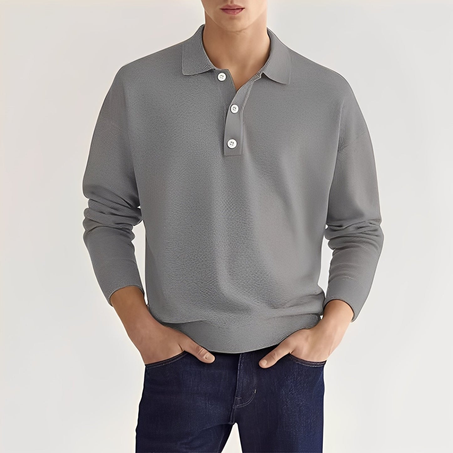 Dominic - Męska polo z długimi rękawami w stylu casual