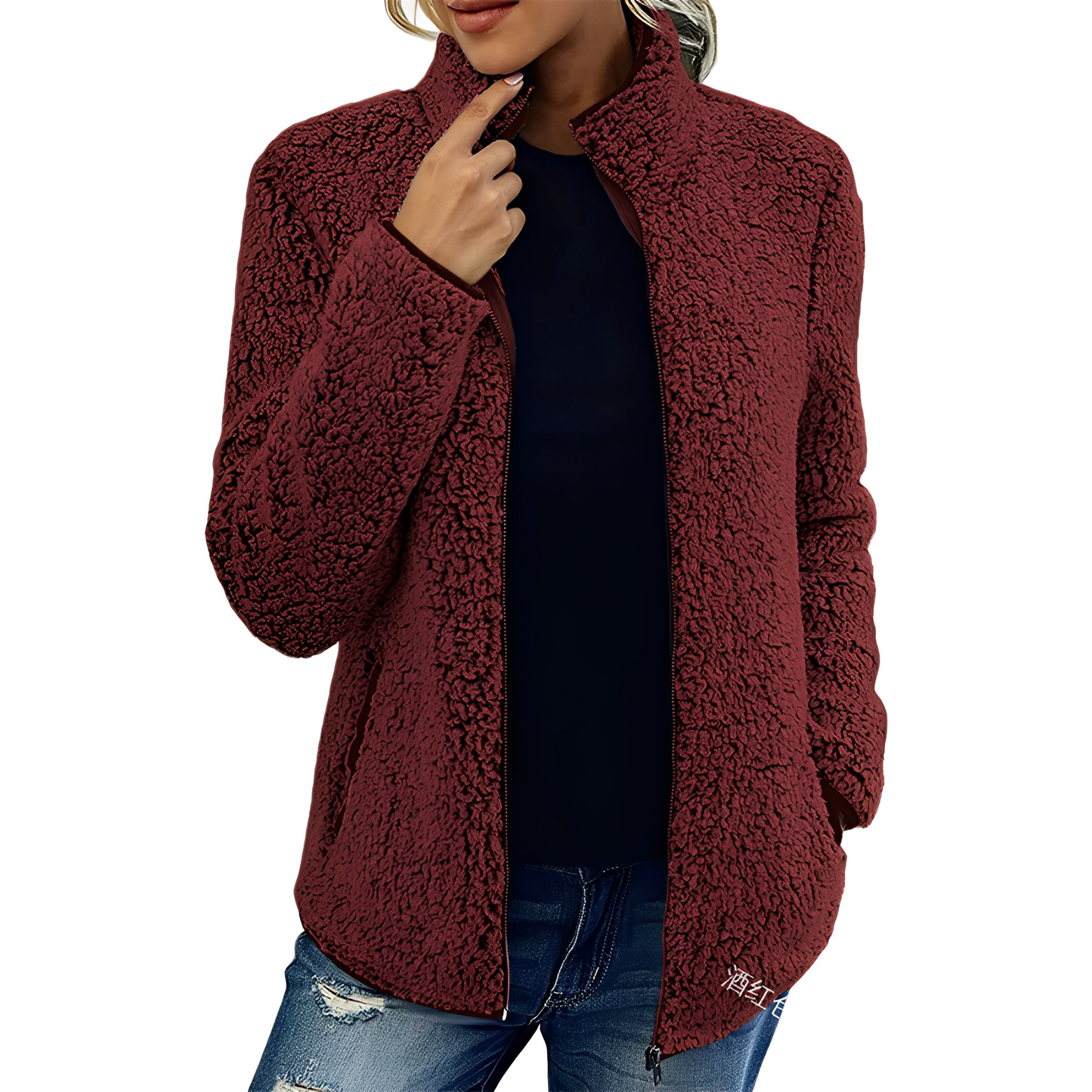 Alethea - Stylowy Fleece Płaszcz dla Kobiet