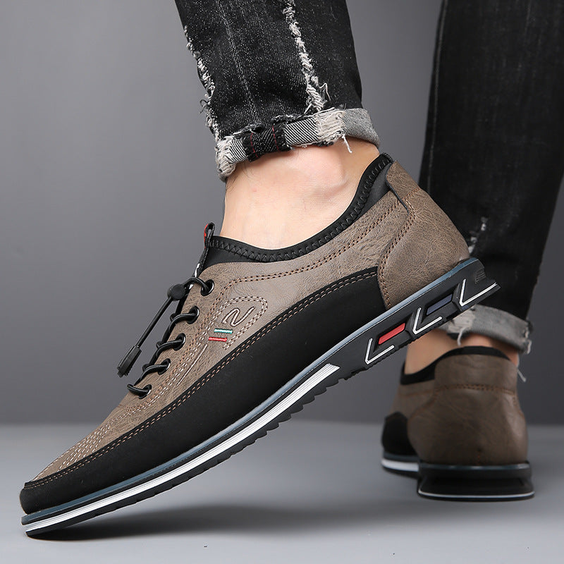 Aaron - Męskie codzienne antypoślizgowe skórzane sneakersy