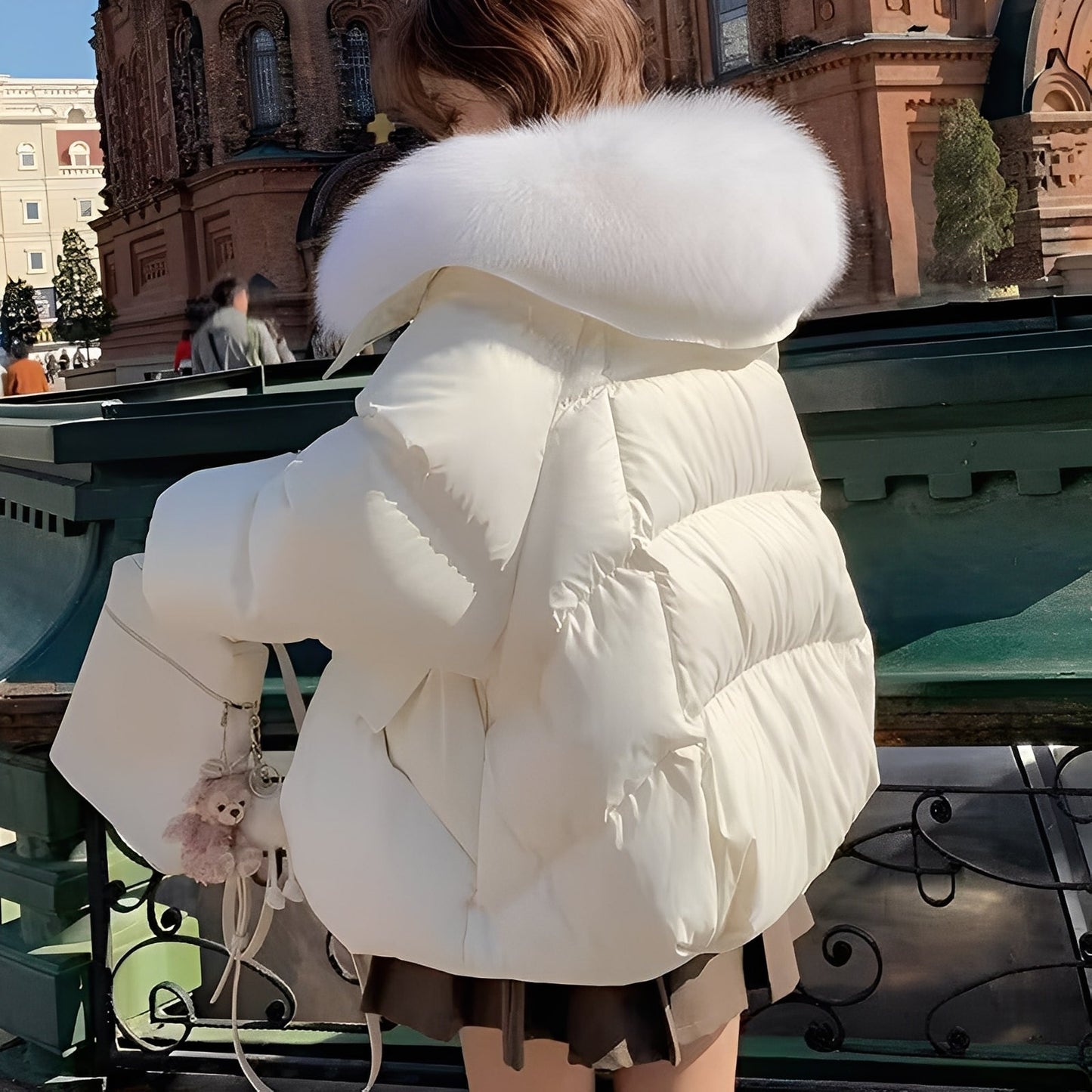 Victoria - elegancka pikowana kurtka z futrzanym kołnierzem dla kobiet