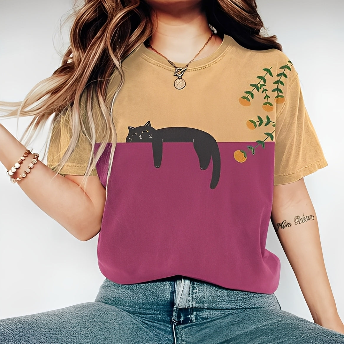 Alvina - Luźny T-Shirt z wzorem dla kobiet