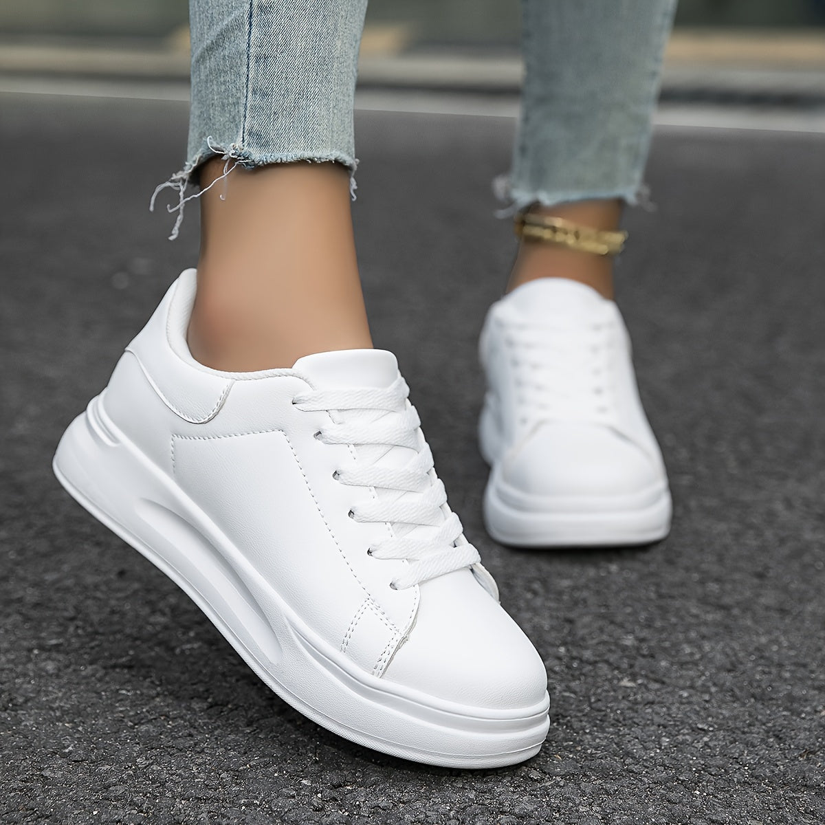 Layla - Białe Skórzane Sneakers Damskie do Codziennego Stylu