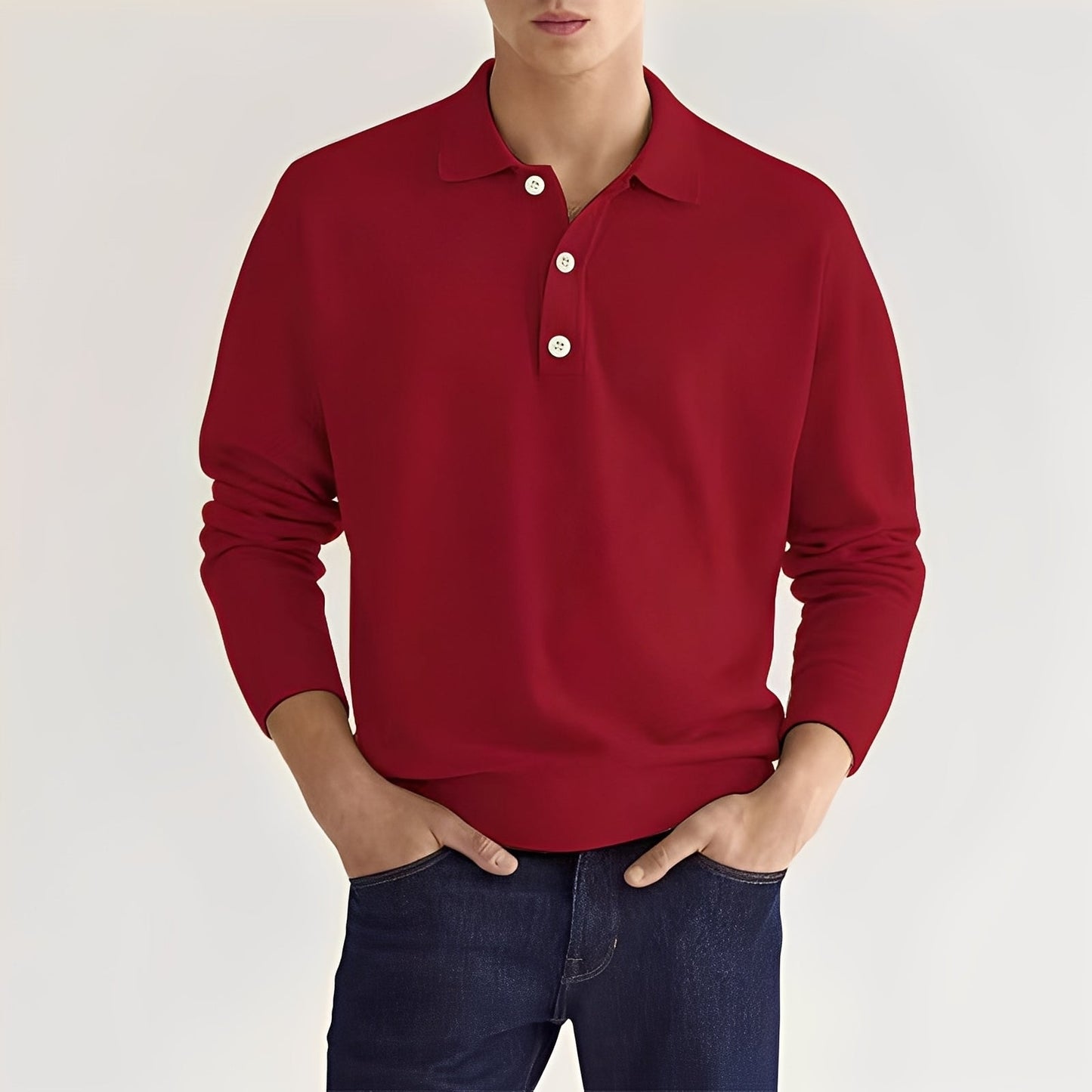 Dominic - Męska polo z długimi rękawami w stylu casual
