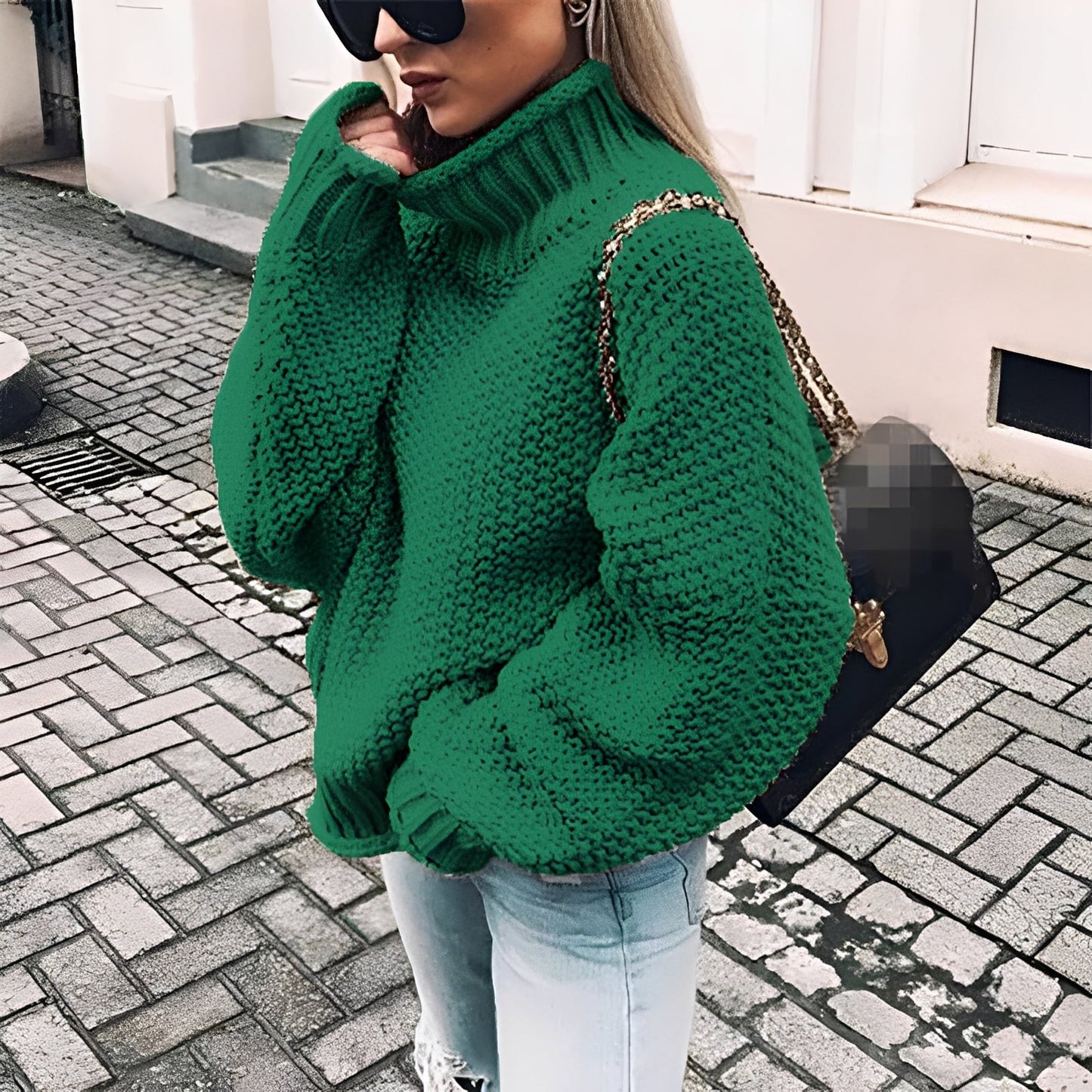Paulina - Sweter z szerokim golfem z ciepłej dzianiny dla kobiet