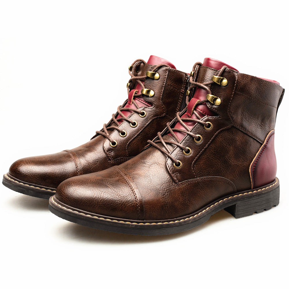 Louis - Retro męskie buty skórzane z suwakiem