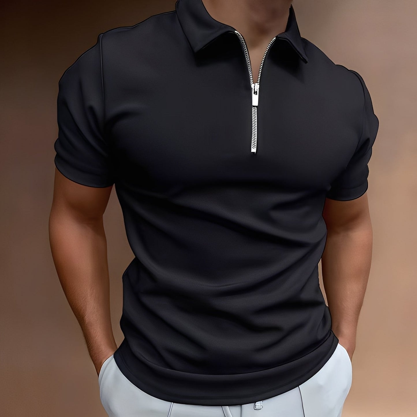 Hubert - Eleganckie Polo z Zipperem dla Panów