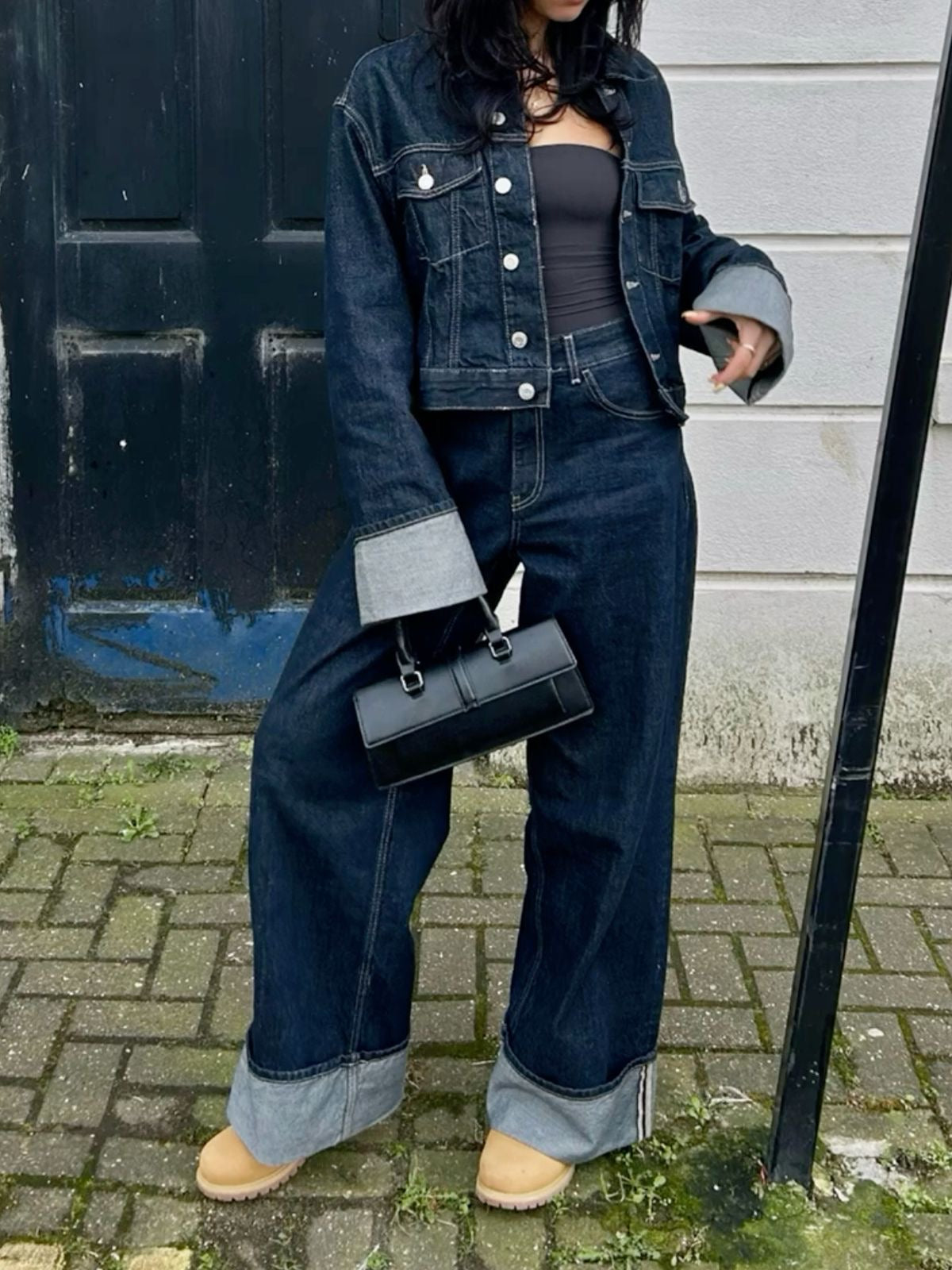Clara – Zestaw Denim z Kurtką Trucker & Dżinsami z Wysokim Stanem