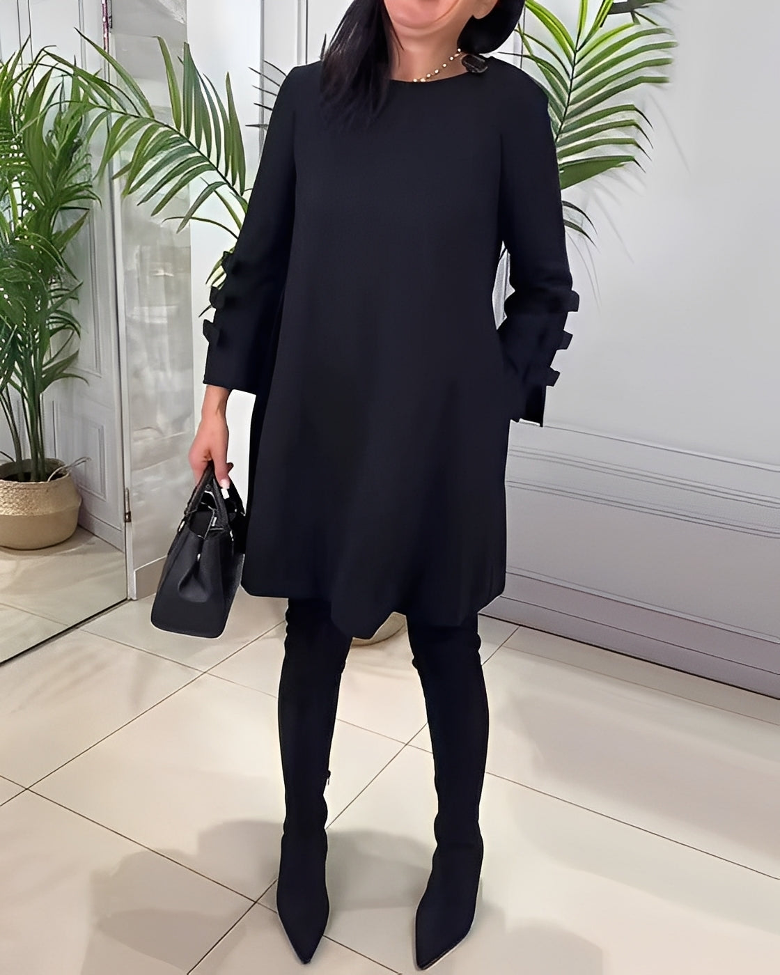 Elenora - Elegancka Sukienka z długimi rękawami dla pań
