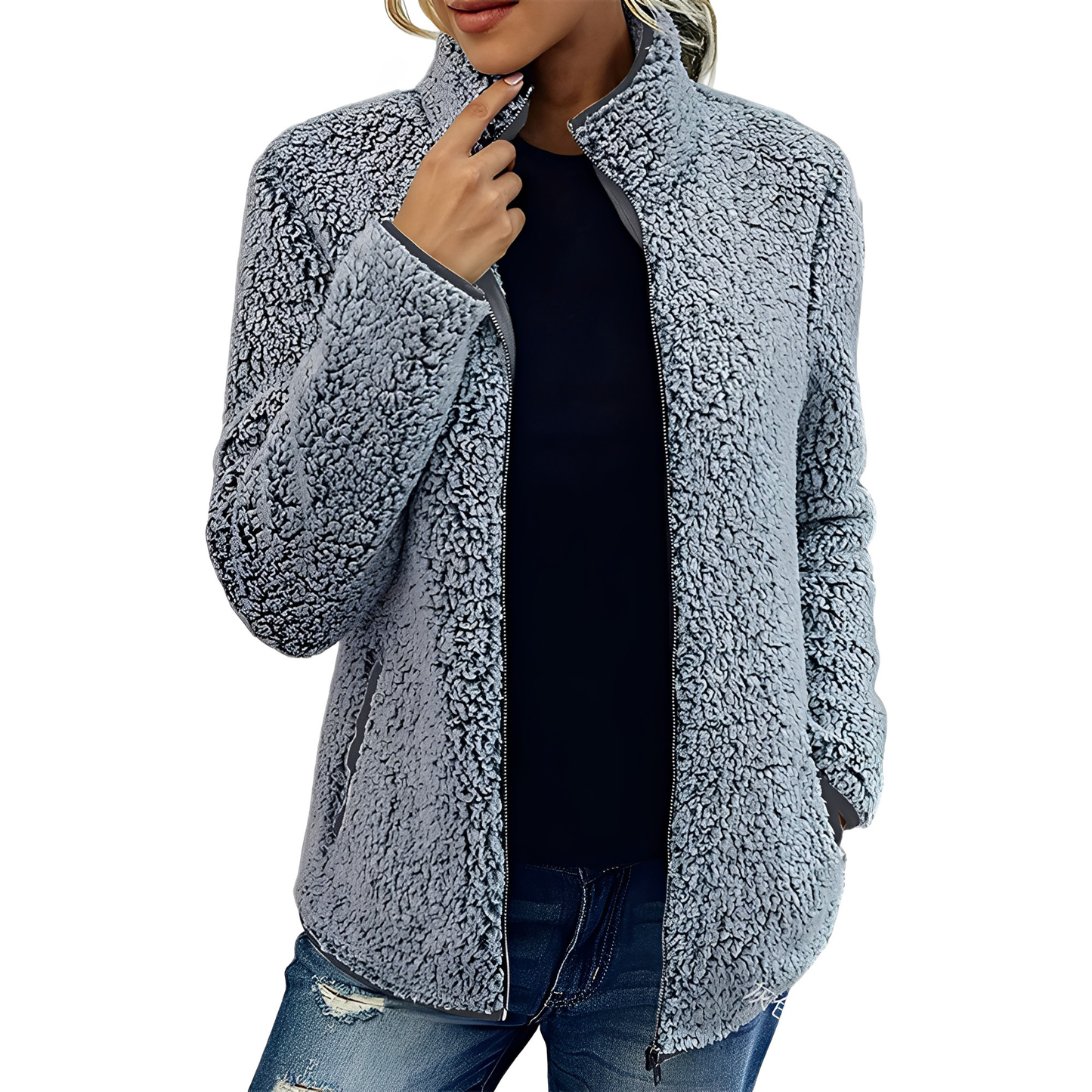 Alethea - Stylowy Fleece Płaszcz dla Kobiet