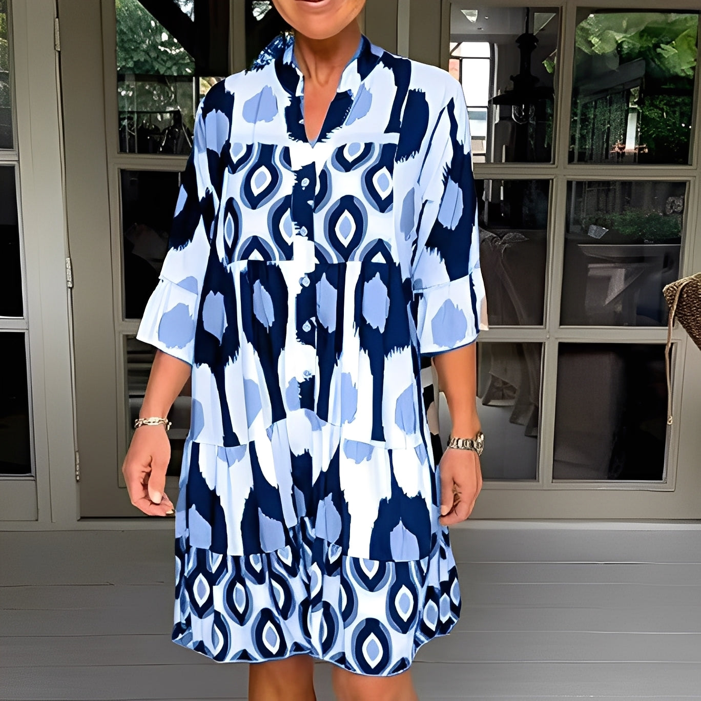 Floriane - Luźna sukienka z nadrukiem dla kobiet