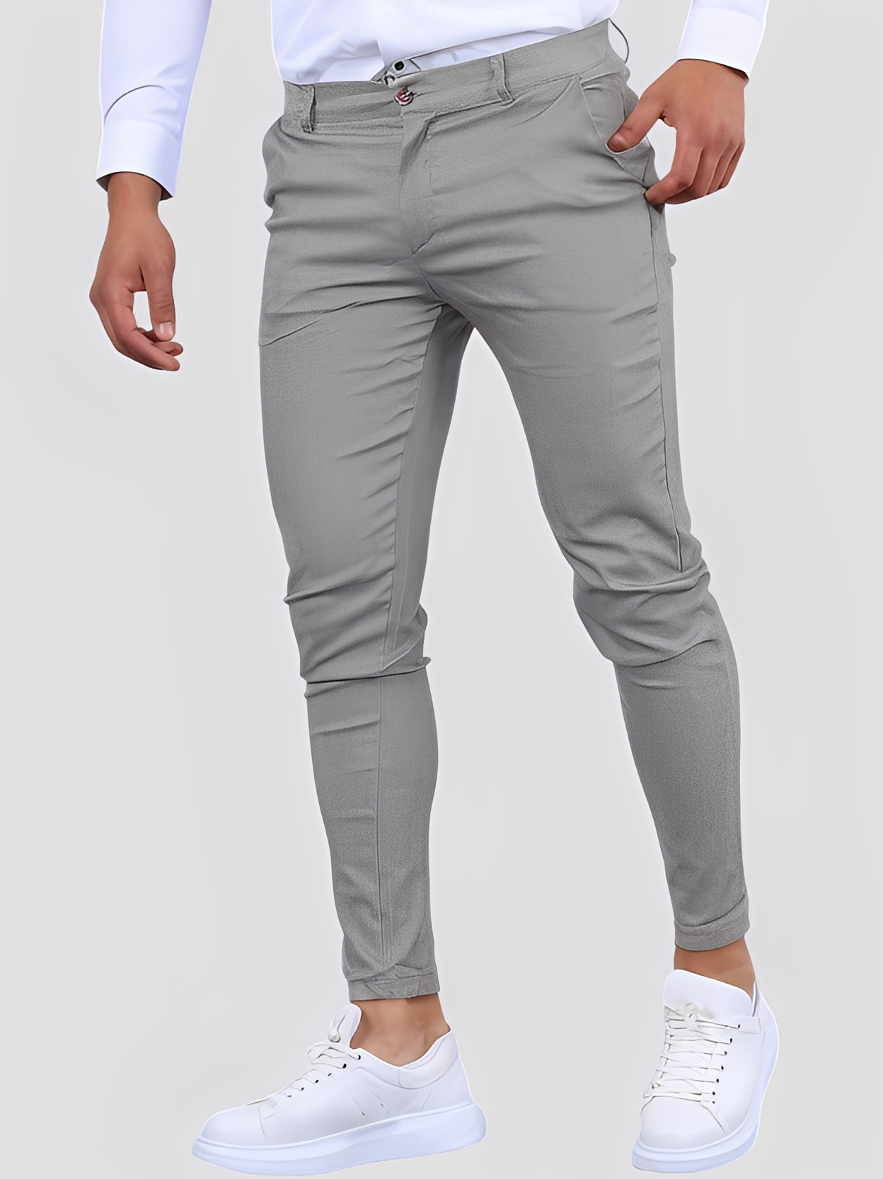 Shelton - Męskie luźne spodnie stretch o zwężanym kroju