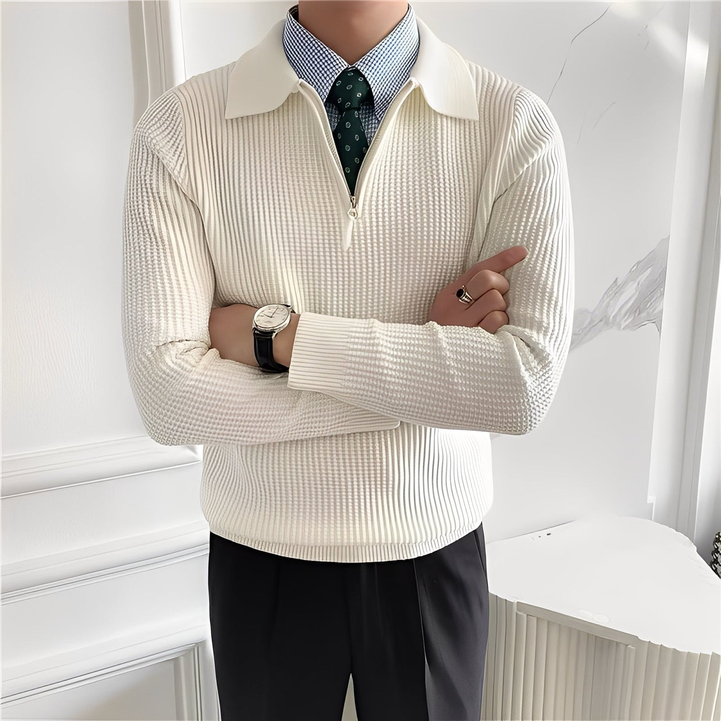 Justin - Modny męski sweter z suwakiem