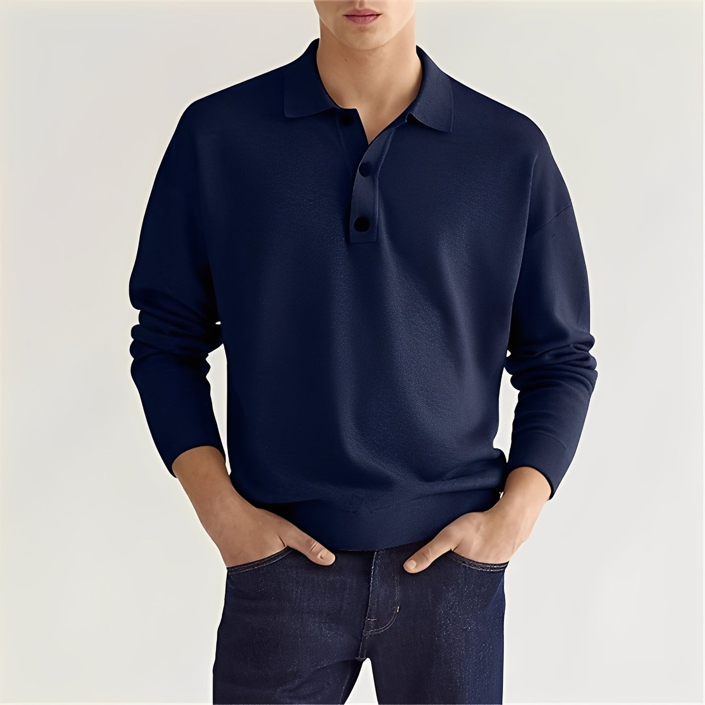 Dominic - Męska polo z długimi rękawami w stylu casual