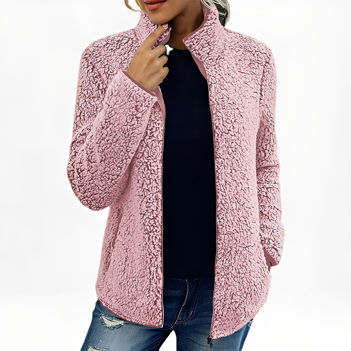 Alethea - Stylowy Fleece Płaszcz dla Kobiet