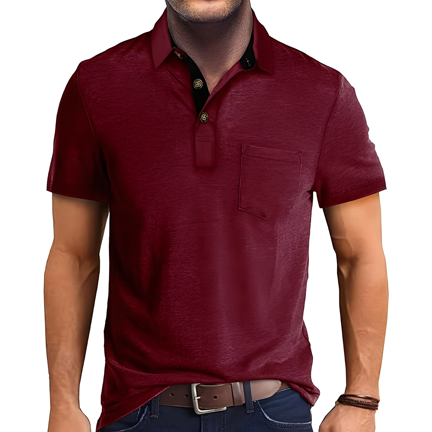 Abner - Męska retro koszulka polo z krótkim rękawem