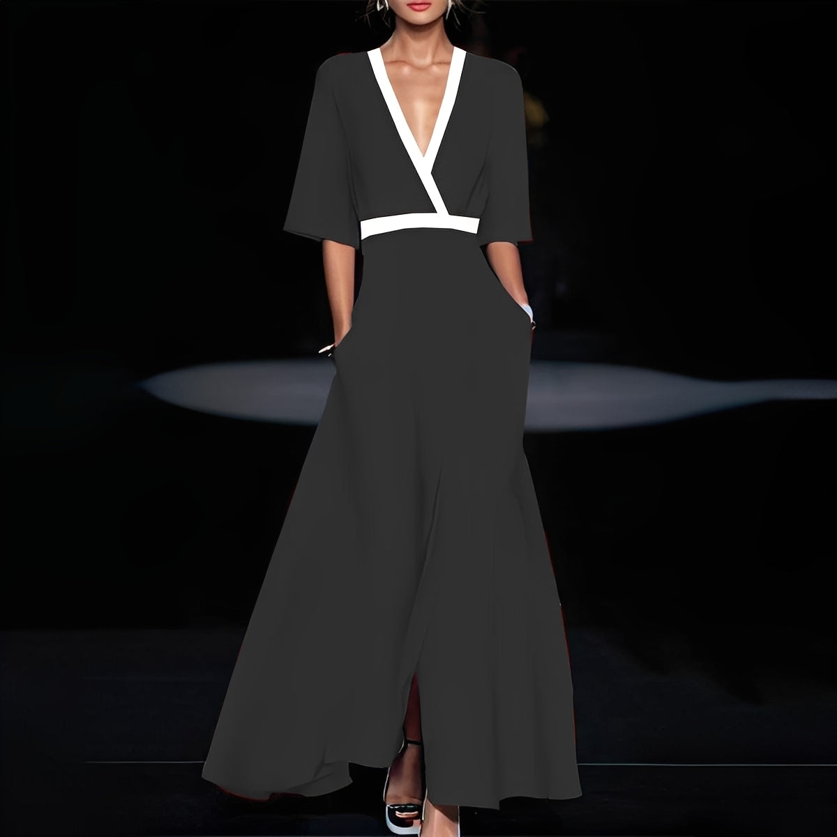 Débora - Elegancka długa suknia w kwiaty dla pań