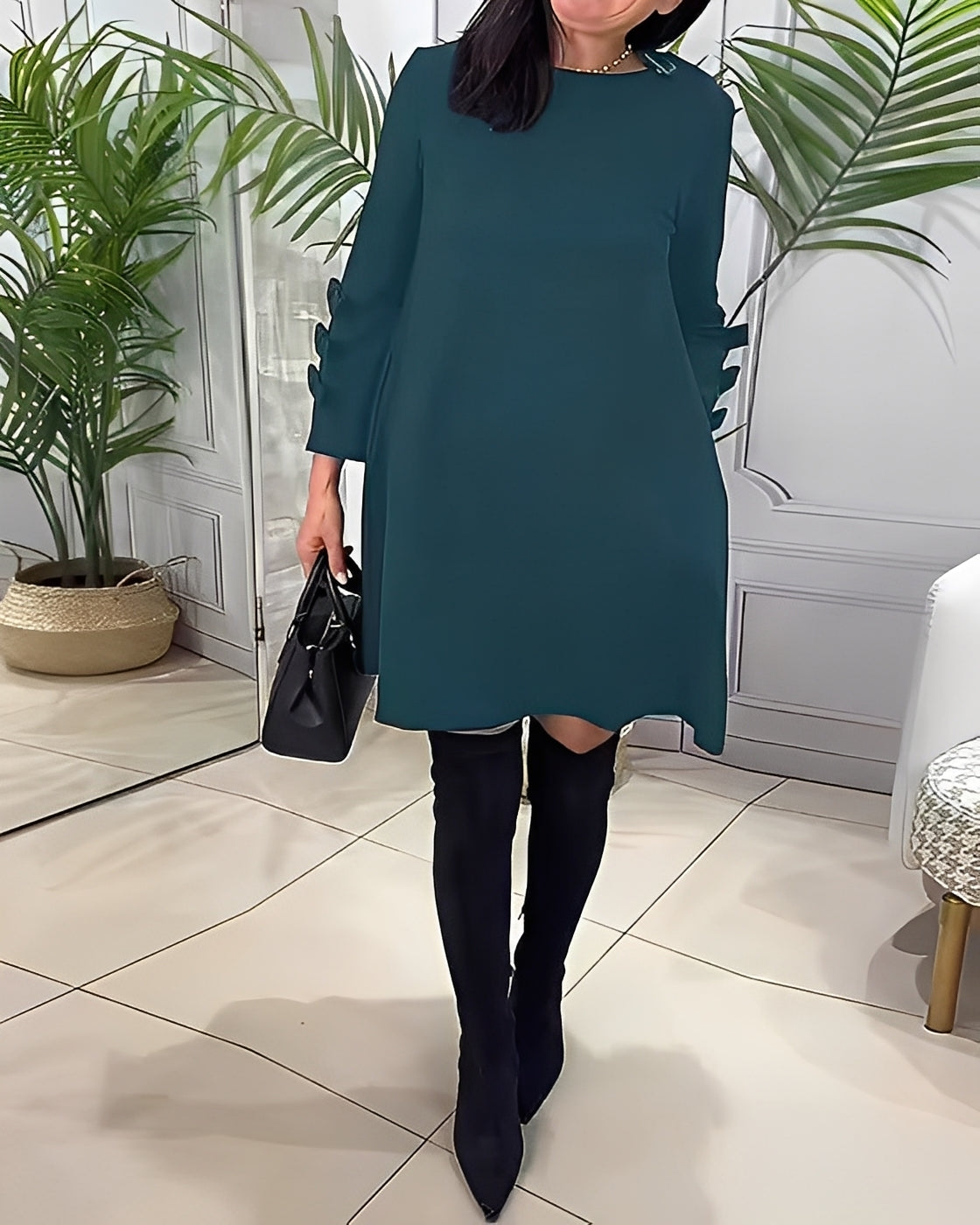 Elenora - Elegancka Sukienka z długimi rękawami dla pań