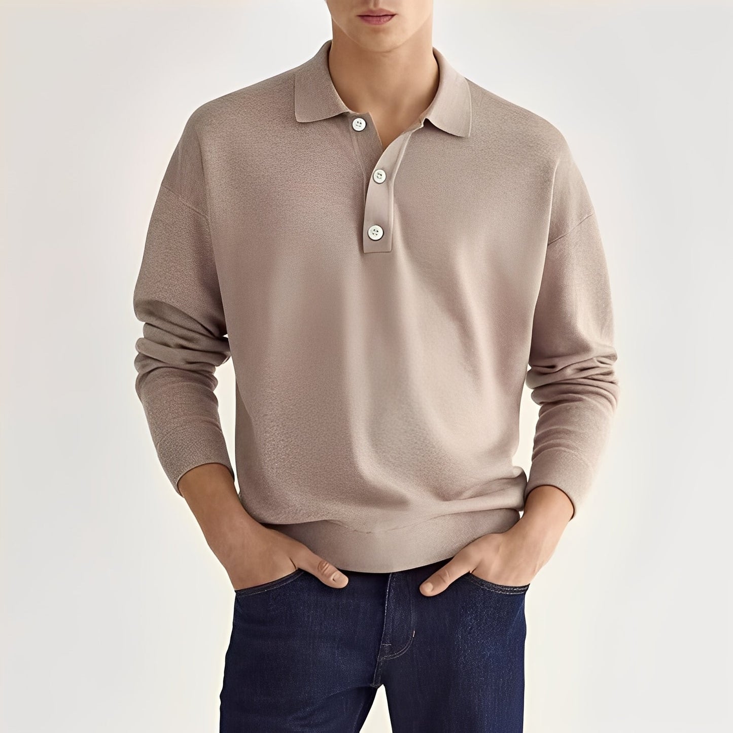 Dominic - Męska polo z długimi rękawami w stylu casual