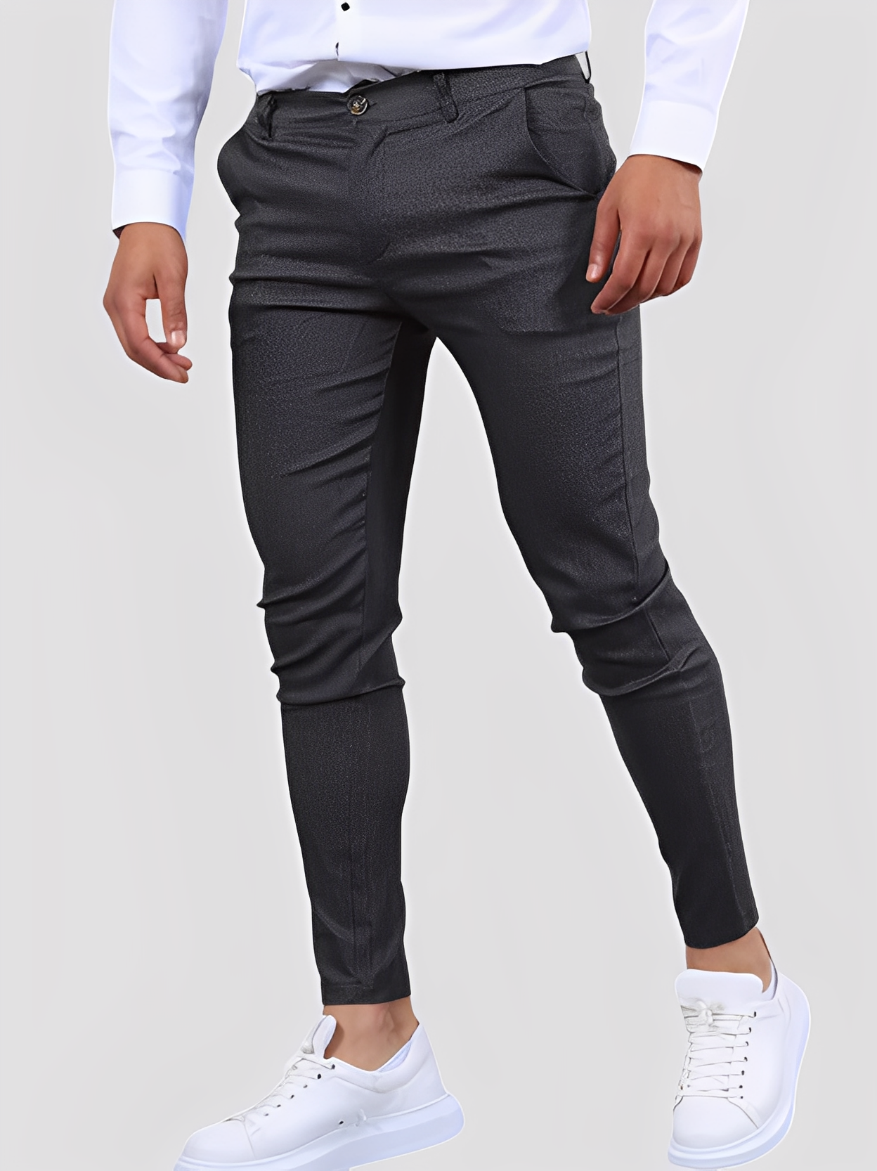 Shelton - Męskie luźne spodnie stretch o zwężanym kroju