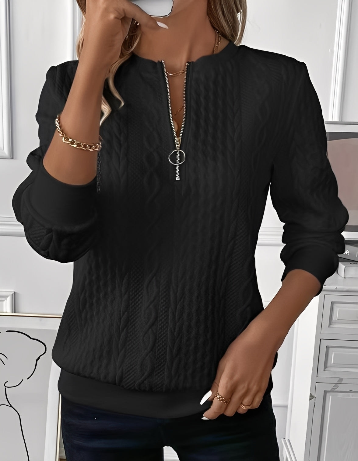 Davida - Stylowy, delikatny sweter damski z pikowaniem