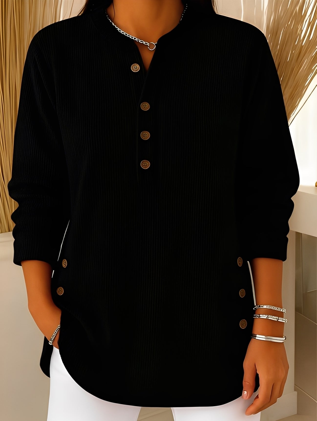 Jocelyn - Luźny sweter z guzikami dla kobiet